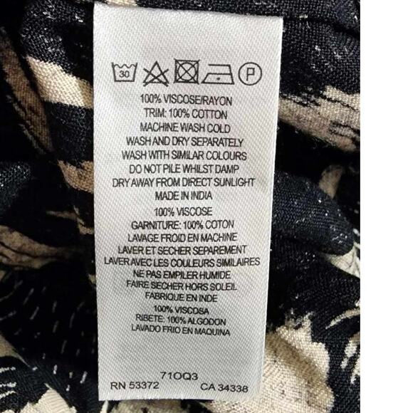 French Connection Printed Strapless Square Neck Dress Black Cream 2 - Picture 5 of 7